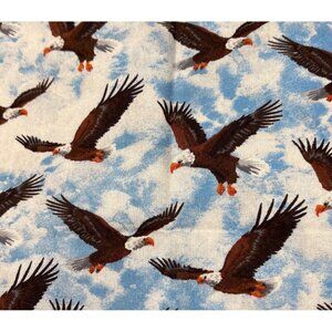 Bald Eagle Cotton Fabric 15" x 20" Patriotic Sky Print Quilting Craft Panel